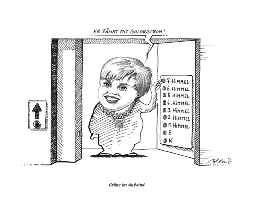 Cartoon: Grüne im Aufwind (medium) by Pohlenz tagged grüne,umfragewerte,claudia,roth,claudia roth,umfrage,güne,umfragewerte,claudia,roth