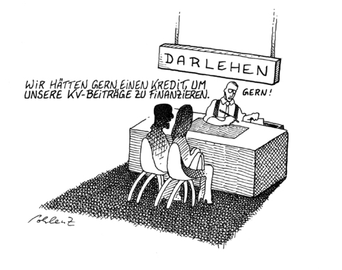 Cartoon: KV-Zusatzzahlungen (medium) by Pohlenz tagged krankenversicherungen,gesundheitssystem,krankenkassenbeiträge