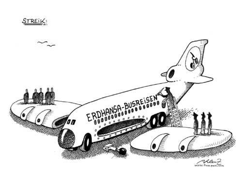 Cartoon: Lufthansa-Streik (medium) by Pohlenz tagged lufthansa,streik,lufthansa,streik,flughafen,verkehr,fliegen