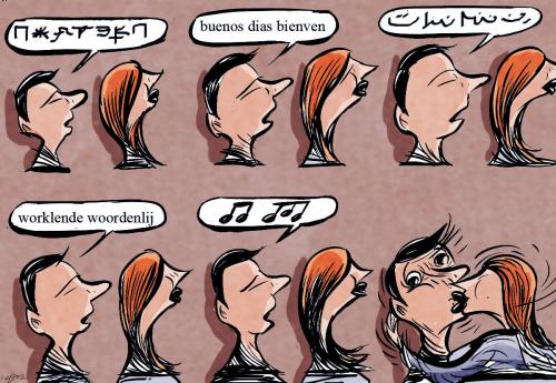 Cartoon: language (medium) by oguzgurel tagged humor