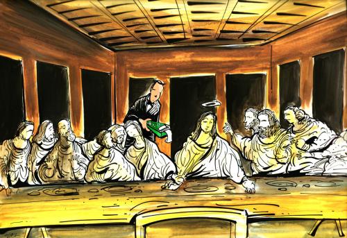 Cartoon: The Last Supper (medium) by oguzgurel tagged humor