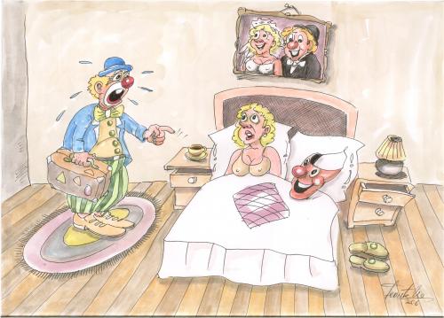 Cartoon: the clown wife (medium) by leonten tagged no,