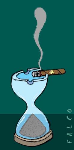 Cartoon: Cigar time (medium) by alexfalcocartoons tagged cigar,time,sandglass,smoking,