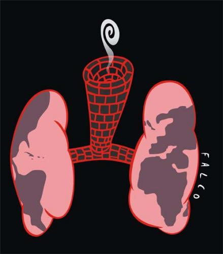 Cartoon: contamination (medium) by alexfalcocartoons tagged contamination,lungs,world,smog,