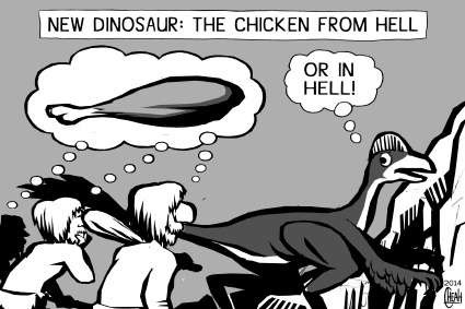 Cartoon: Dinosaur bird (medium) by sinann tagged dinosaur,chicken,bird,hell,caveman