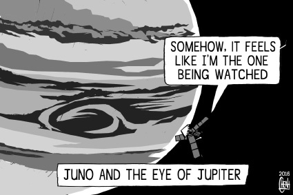 Cartoon: Juno and Jupiter (medium) by sinann tagged juno,probe,jupiter,eye,watch