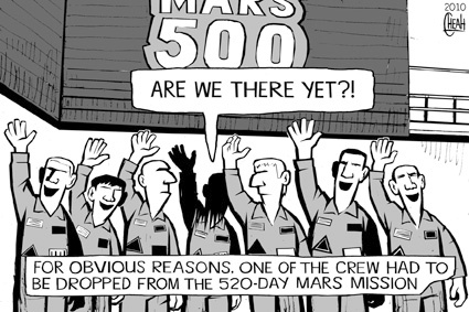 Cartoon: Mars 500 mission (medium) by sinann tagged mars,500,mission,crew