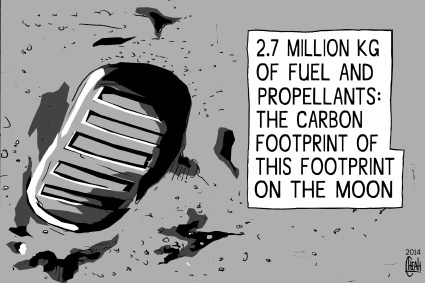 Cartoon: Moon landing anniversary (medium) by sinann tagged moon,footprint,carbon,apollo,11,first,man