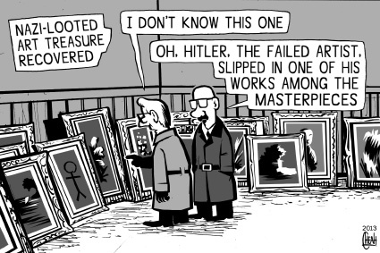 Cartoon: Nazi art treasure (medium) by sinann tagged masterpieces,paintings,treasure,art,hitler,nazi