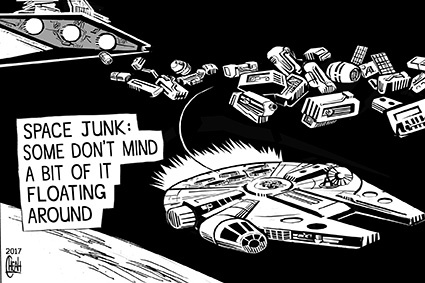 Cartoon: Space junk (medium) by sinann tagged space,junk,millenniu,falcon,star,wars