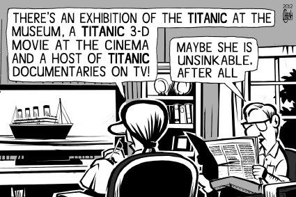 Cartoon: Titanic anniversary (medium) by sinann tagged museum,exhibition,unsinkable,anniversary,titanic