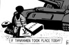 Cartoon: Tiananmen protest (small) by sinann tagged tiananmen,protester,shopper,branded,goods