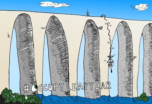 Cartoon: Leap Year Bungee Jump Snap (medium) by laughzilla tagged ows,occupy,leap,year,cartoon,satire,laughzilla,comic