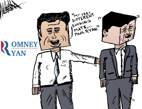 Cartoon: Mitt Romney Paul Ryan cartoon (medium) by laughzilla tagged romney,ryan,mitt,paul,editorial,cartoon,political,laughzilla,thedailydose,gop,republican,vice,president,candidate,candidates,2012