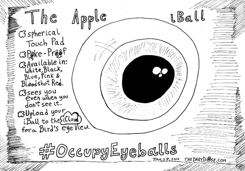 Cartoon: Rejected Ad - Apple iBall (medium) by laughzilla tagged apple,iball,eyeball,eye,ball,rejected,ad,publicity,fail,product,satire,computer,tech