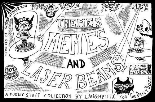 Cartoon: Themes Memes and Laser Beams (medium) by laughzilla tagged editorial,cartoon,book,cover,themes,memes,laser,beams,laughzilla
