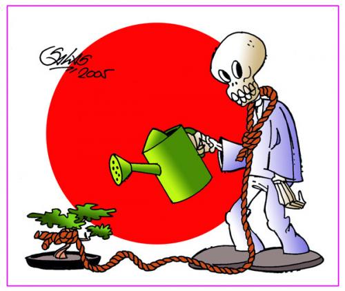 Cartoon: Bonsai (medium) by Salas tagged bonsai,skull,tree,suicide,