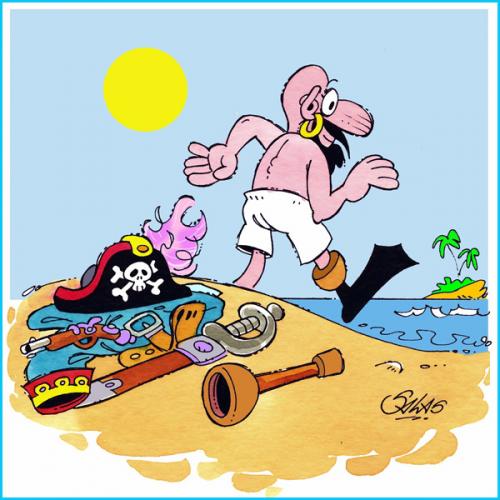 Cartoon: Pirate (medium) by Salas tagged pirate,caribbean,sea,ocean,swim