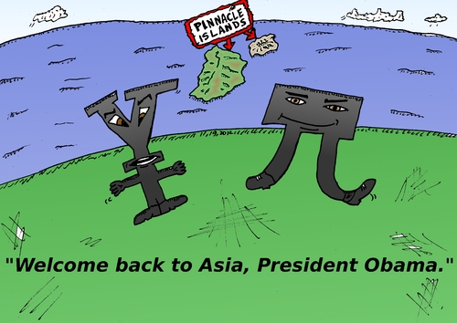 Cartoon: Yen and Yuan welcome Mr. Obama (medium) by BinaryOptions tagged binary,options,news,editorial,china,japan,yen,yuan,optionsclick,trader,trading,financial,forex,currency,tax,jpy,cny,cartoon,comic,drawing,caricature