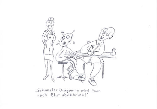 Cartoon: Blutabnahme (medium) by heike gerber tagged arzt,krankenschwester