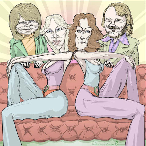 Cartoon: Abba (medium) by wambolt tagged caricature,disco,music,seventies