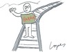 Cartoon: Final Hitchhiking (small) by Lopes tagged train,rail,suicide,sign,hitchhiker,heaven,death,ride