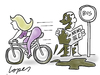 Cartoon: Fit Female Cyclist (small) by Lopes tagged bike,bicycle,woman,fit,cyclist,bus,stop,mud,bath,newspaper,reader,blonde