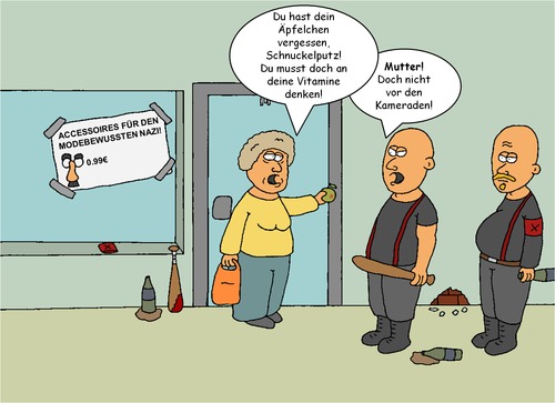 Cartoon: Mutter! (medium) by MarkCartoons tagged mutter,nazi,kind,peinlich,apfel,viatmine,kameraden