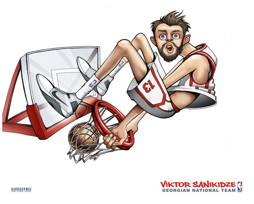 Cartoon: Viktor Sanikidze (medium) by gamez tagged basketball,viktor,georgia,ball,basket