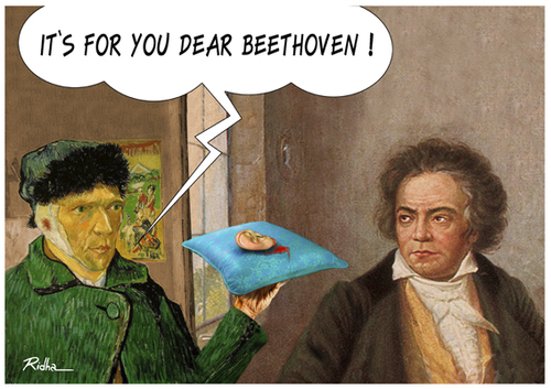 Cartoon: It is for you dear Beethoven (medium) by Ridha Ridha tagged it,is,for,you,dear,beethoven,cartoon,by,ridha
