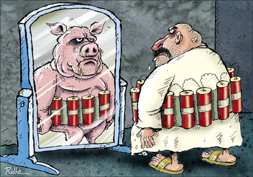 Cartoon: Reflection (medium) by Ridha Ridha tagged reflection,ridha,anti,terrorism,cartoon