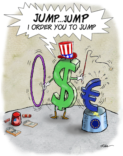 Cartoon: Taming (medium) by Ridha Ridha tagged taming,usa,dollar,euro,money,tyranny,and,control