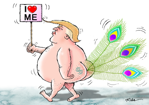 Cartoon: The big narcissistic (medium) by Ridha Ridha tagged usa,president,ronald,trump,narcissistic,fool,invited,cartoon,ridha