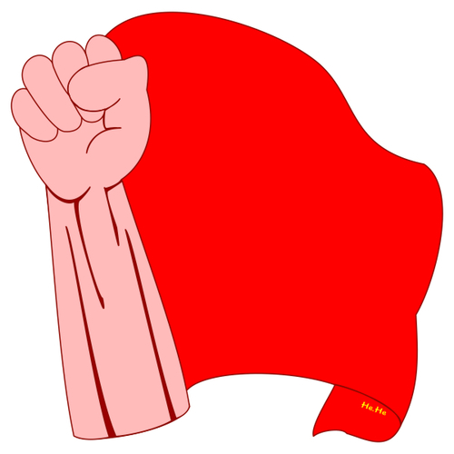 Cartoon: Rote Fahne - Faust (medium) by symbolfuzzy tagged klassenkampf,revolution,faust,fahne,rote,sozialismus,kommunismus,logos,logo,symbol,symbolfuzzy