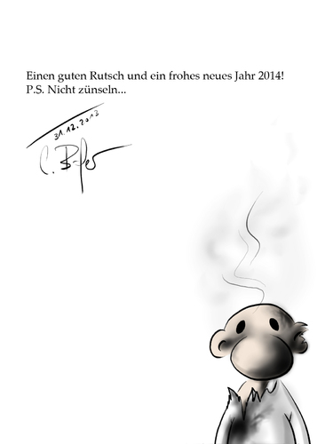 Cartoon: Guten Rutsch! (medium) by Carlo Büchner tagged silvester,2013,2014,guten,rutsch,frohes,neues,jahr,gesundheit,danke,glück,rakete,feuer,knaller,feier,feuerwerk,carlo,büchner,arts,ray,cartoon,comic,humor,jahreswechsel