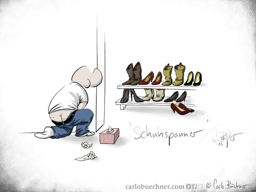 Cartoon: Schuhspanner (medium) by Carlo Büchner tagged schuhspanner,carlo,büchner,arts,ray,cartoon,2015,satire