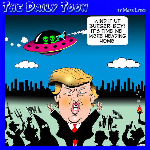 Cartoon: Adieu Trump (medium) by toons tagged trump,departure,alien,trump,departure,alien