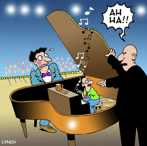 Cartoon: Ah Ha (medium) by toons tagged music,piano,concert,maistro,music,piano,concert,maistro