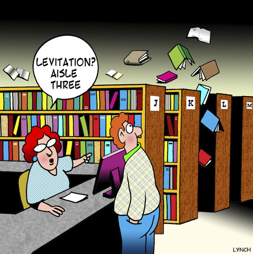 Cartoon: Aisle three (medium) by toons tagged library,levitation,levity,books