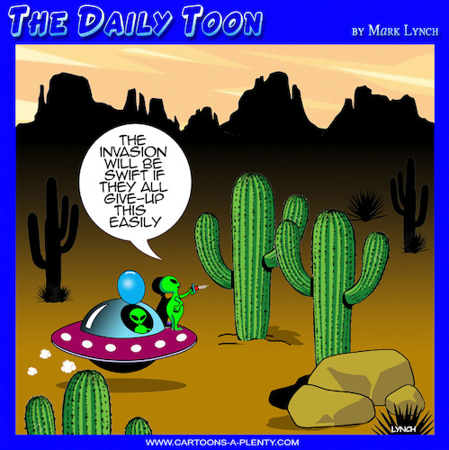 Cartoon: Alien invasion (medium) by toons tagged alien,domination,spaceships,flying,saucers,alien,domination,spaceships,flying,saucers