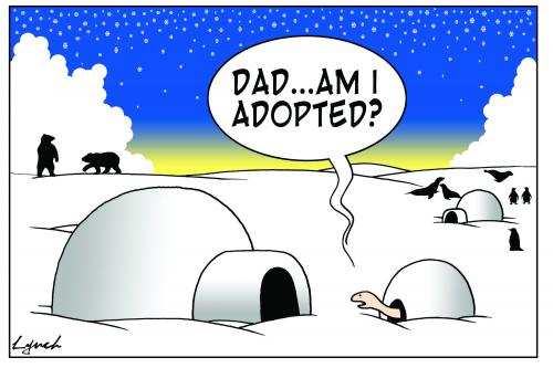 Cartoon: am I adopted? (medium) by toons tagged family,turtles,igloo,polar,bears,arctic,adoption,