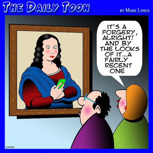 Cartoon: Art forgery (medium) by toons tagged mona,lisa,art,fake,mona,lisa,art,fake