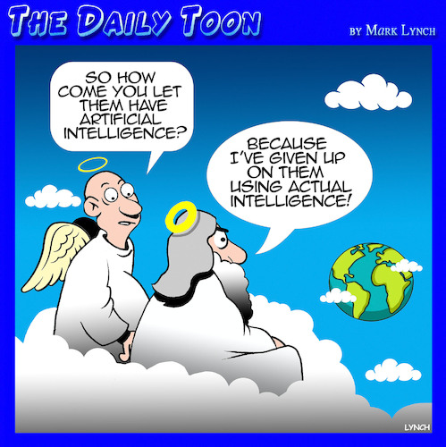 Cartoon: Artificial intelligence (medium) by toons tagged ai,chatgpt,natural,intelligence,god,angels,ai,chatgpt,natural,intelligence,god,angels