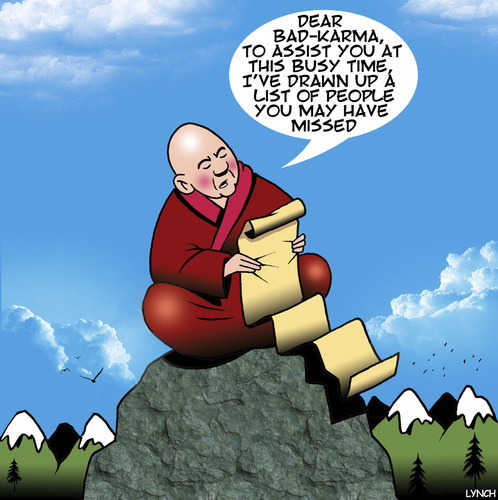 Cartoon: Bad Karma (medium) by toons tagged guru,karma,lists,monk,guru,karma,lists,monk