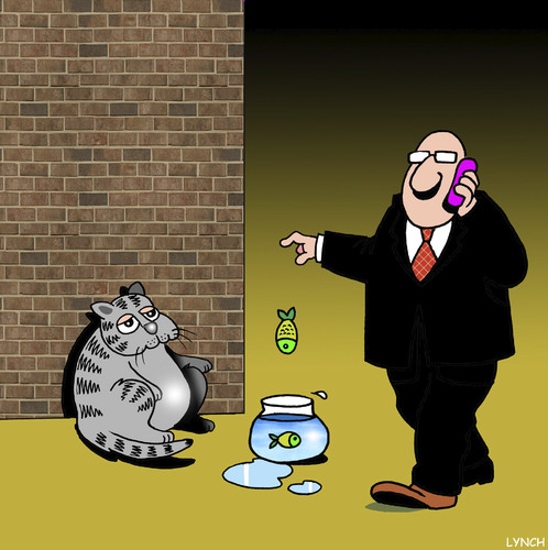 Cartoon: Beggers belief (medium) by toons tagged fish,begging,rich,cats