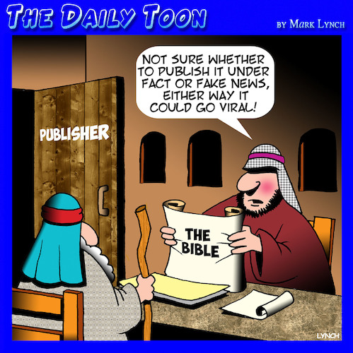 Cartoon: Bible (medium) by toons tagged publishing,old,testament,fact,or,fiction,fake,news,publishing,old,testament,fact,or,fiction,fake,news