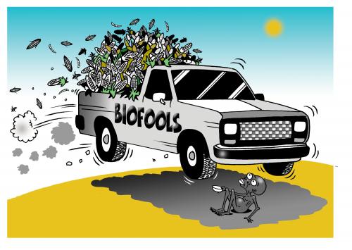Cartoon: biofools (medium) by toons tagged biofuel,ethanol,environment,ecology,greenhouse,gases,pollution,earth,day
