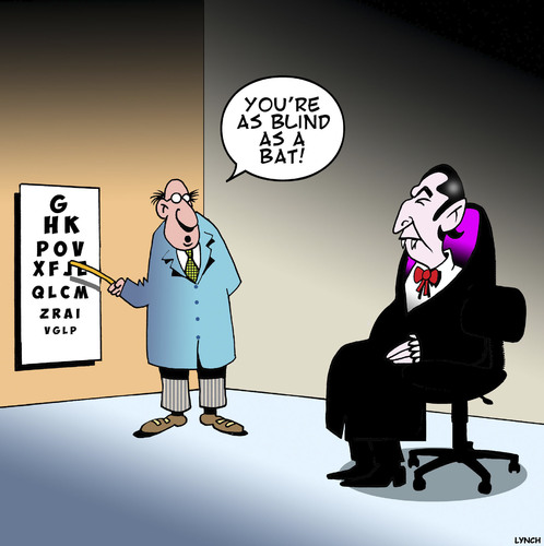 Cartoon: Blind as a bat (medium) by toons tagged vampires,bats,eye,tests,spectacles,glasses,short,sighted,blind,vampires,bats,eye,tests,spectacles,glasses,short,sighted,blind