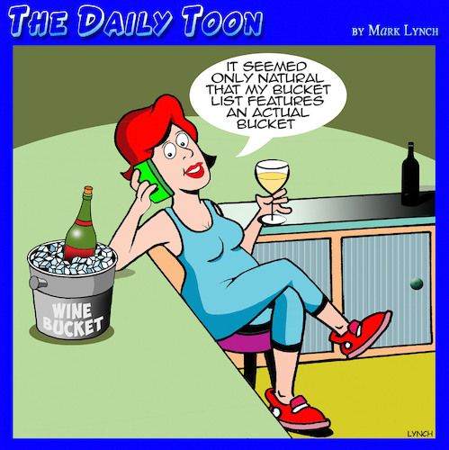 Cartoon: Bucket list (medium) by toons tagged champagne,wine,bucket,lists,champagne,wine,bucket,lists