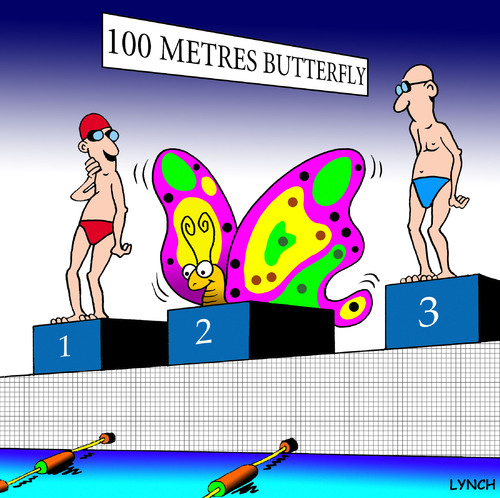Cartoon: Butterfly race (medium) by toons tagged swim,race,swimmimg,butterfly,freestyle,racing,olympics,pools